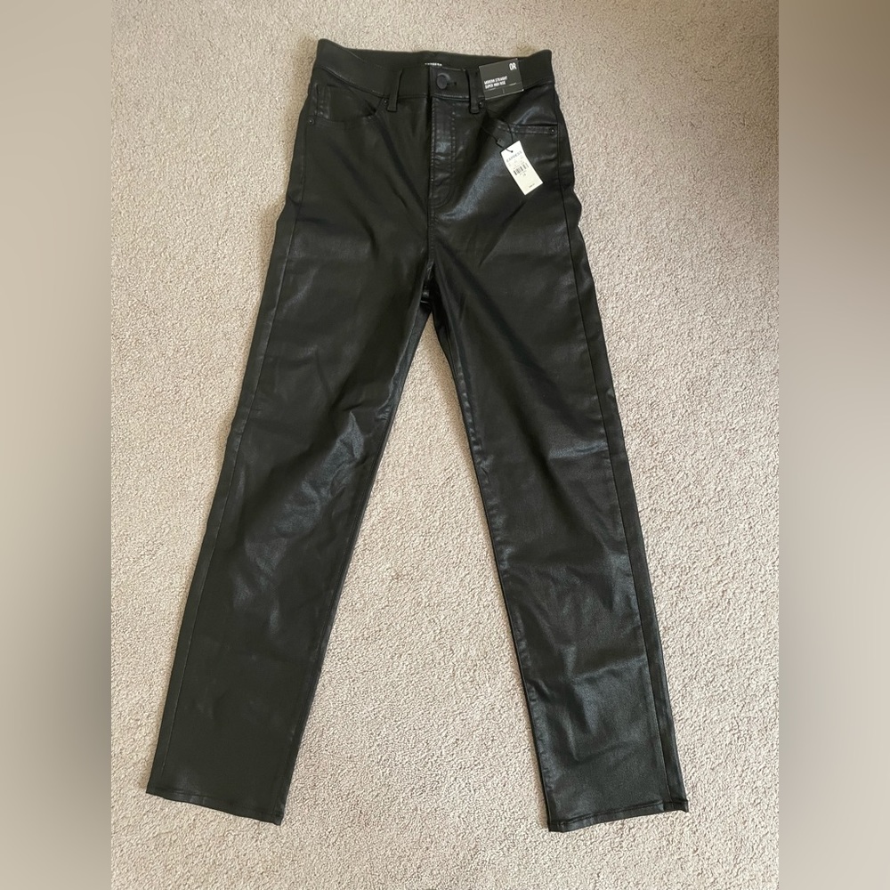 Express Leather straight leg pants. Size 0R
